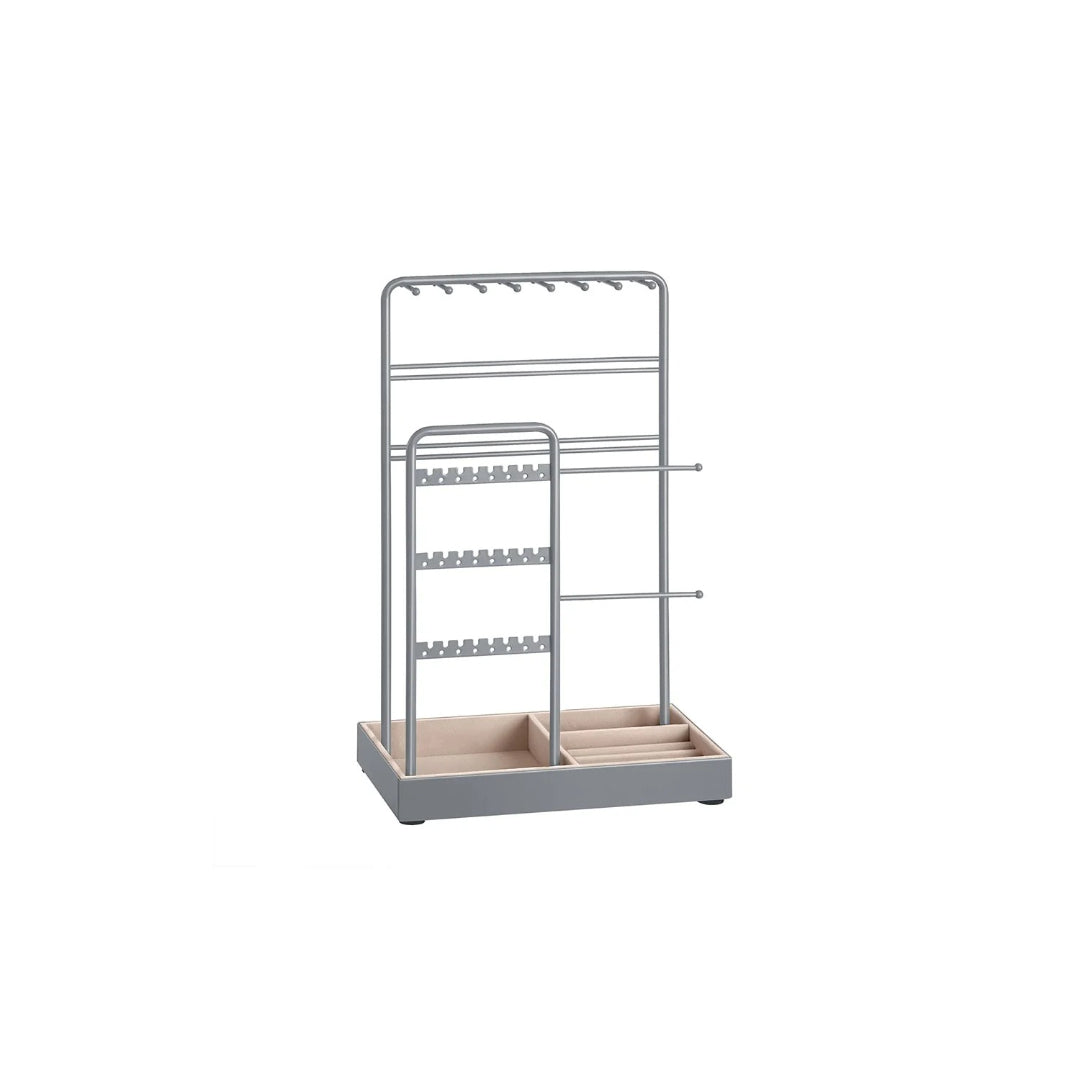 Jewelry Holder Stand With Metal Frame And Velvet Tray