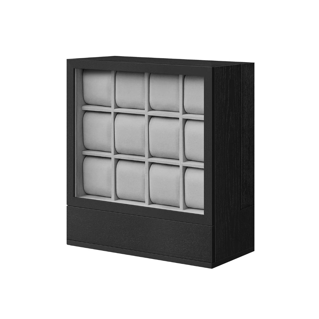 Wooden Watch Box 12 Slot Organizer With Glass Window