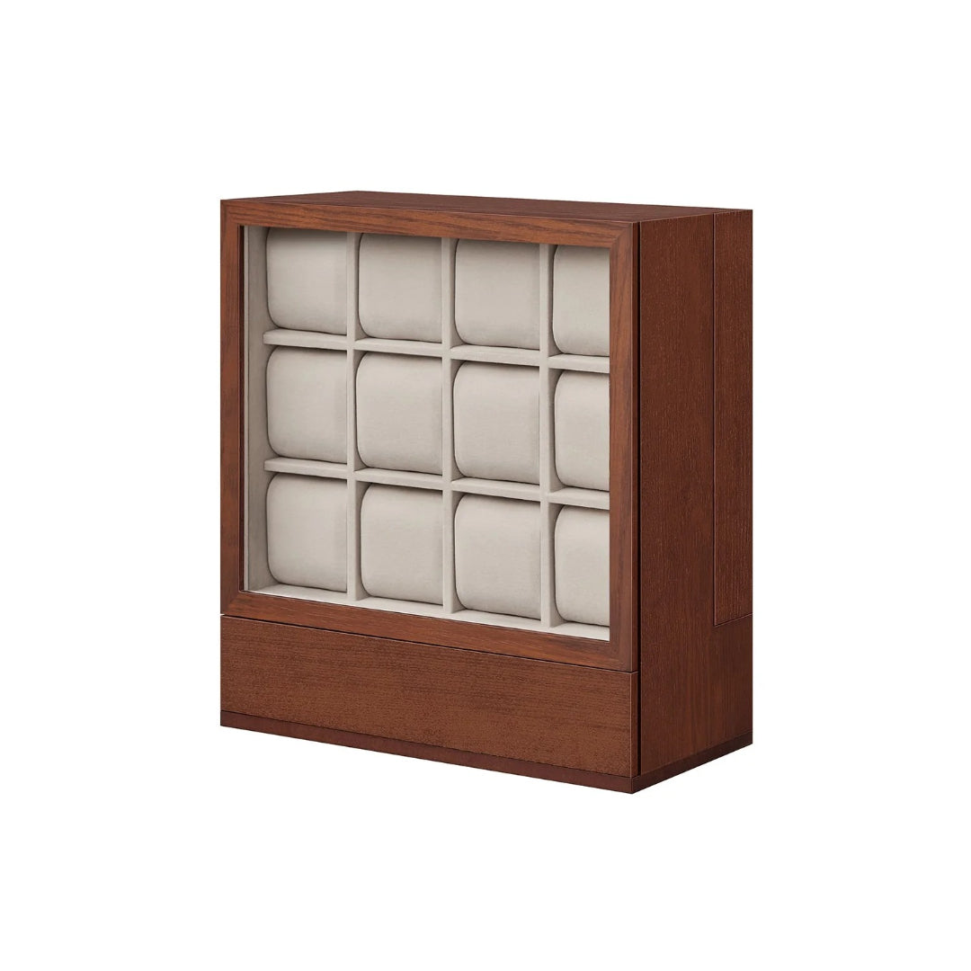 Wooden Watch Box 12 Slot Organizer With Glass Window