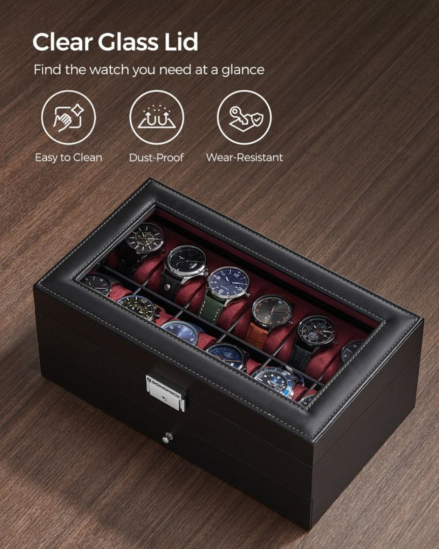 Lockable Watch Box With Glass Lid 6 8 Or 12 Slot