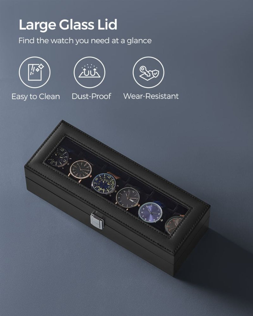 Watch Storage Case With Glass Lid 6 Or 12 Slot Organizer