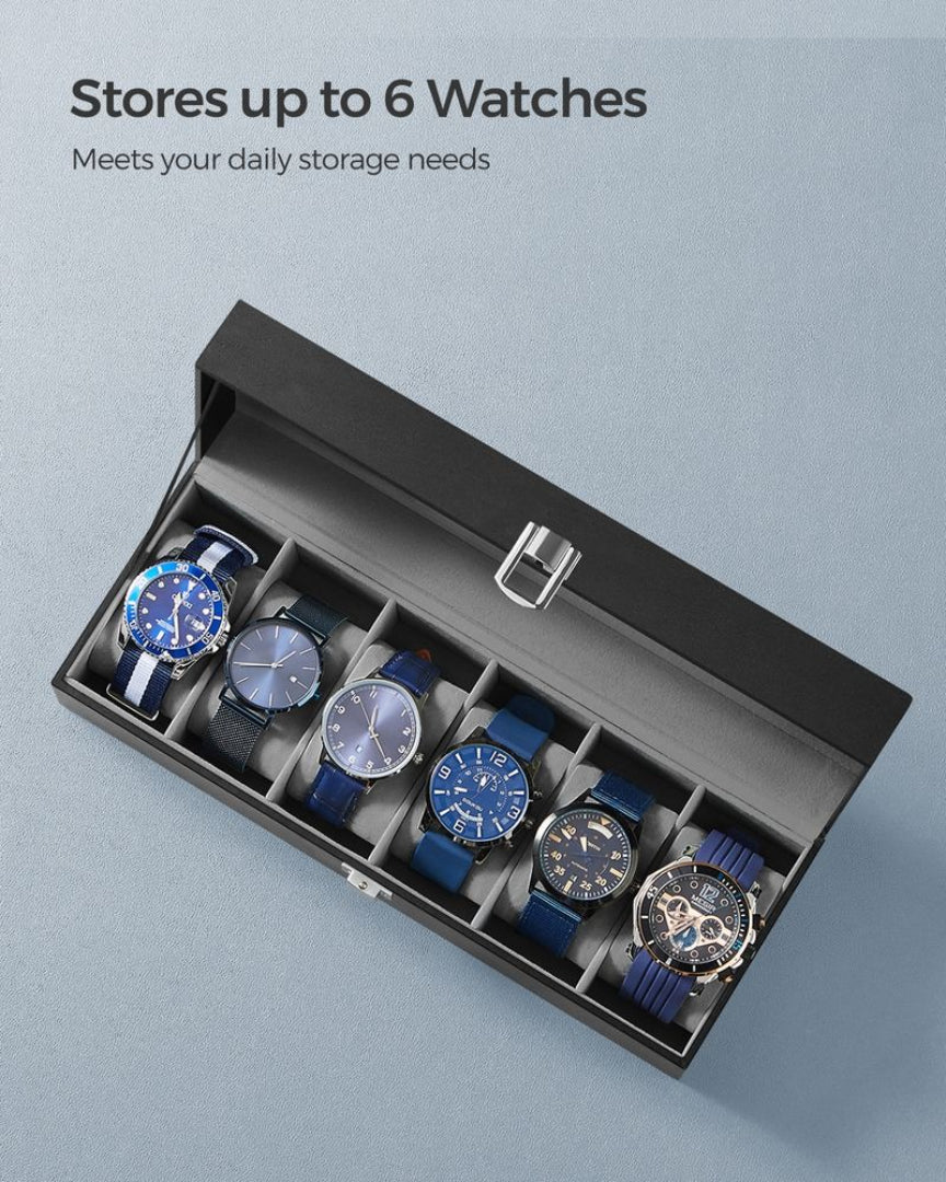Watch Storage Case With Glass Lid 6 Or 12 Slot Organizer