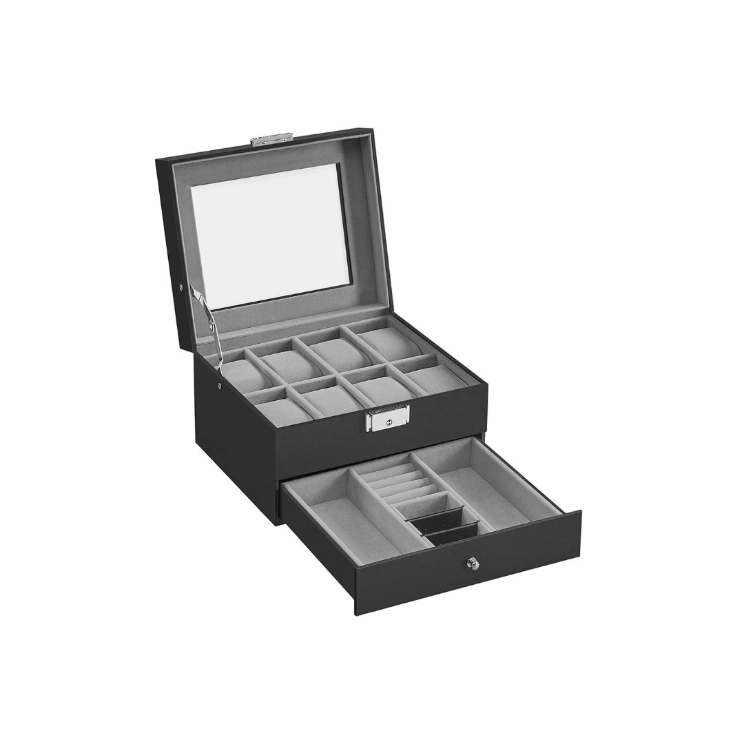 Lockable Watch Box With Glass Lid 6 8 Or 12 Slot