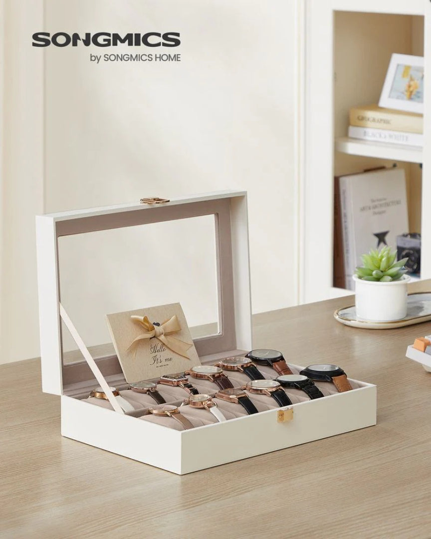 Watch Storage Case With Glass Lid 6 Or 12 Slot Organizer