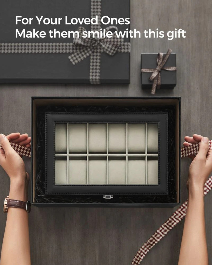 Watch Storage Case With Glass Lid 6 Or 12 Slot Organizer