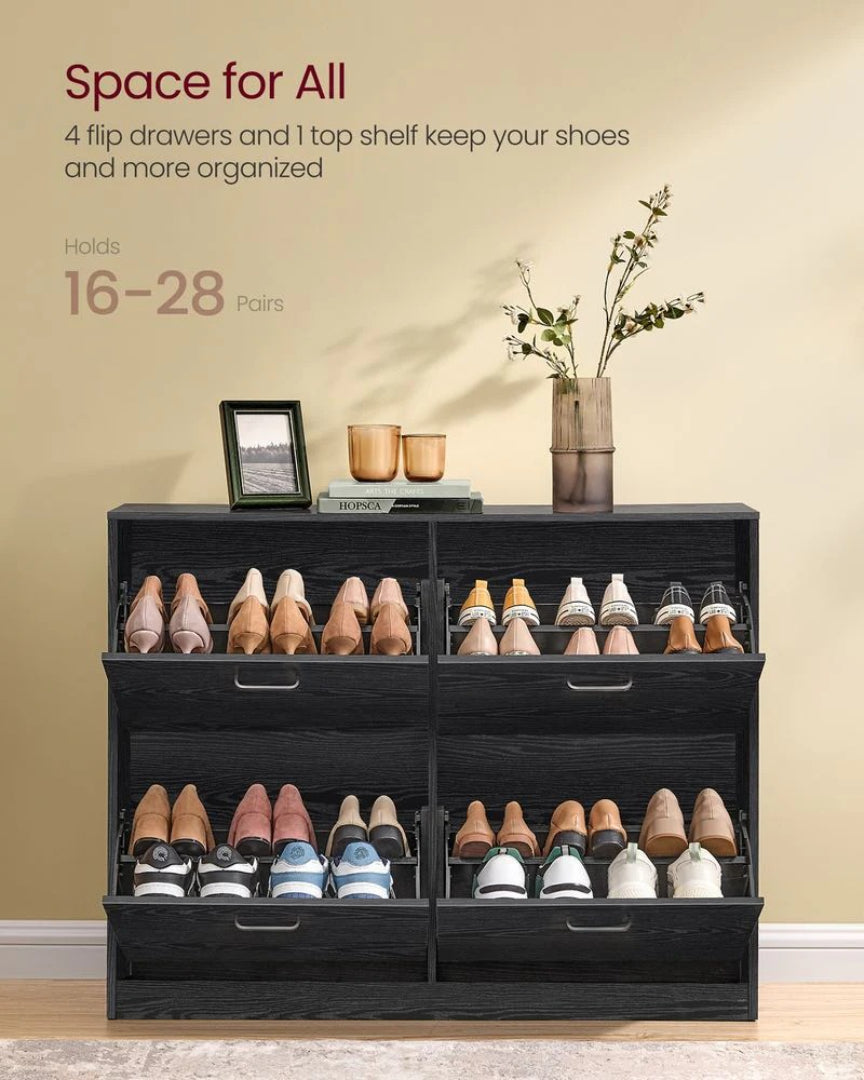 Shoe Cabinet With 4 Flip Doors, Slim Storage Organizer