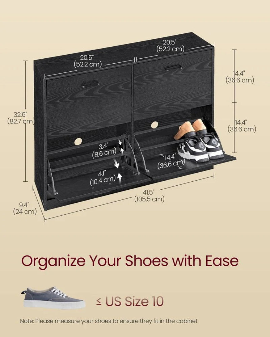 Shoe Cabinet With 4 Flip Doors, Slim Storage Organizer