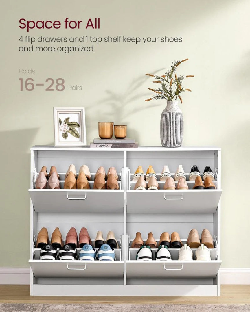 Shoe Cabinet With 4 Flip Doors, Slim Storage Organizer