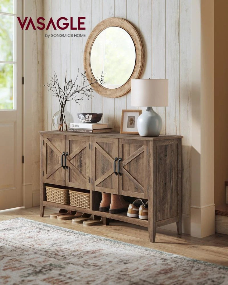 3 Tier Shoe Cabinet With Adjustable Shelf, Farmhouse Storage Unit