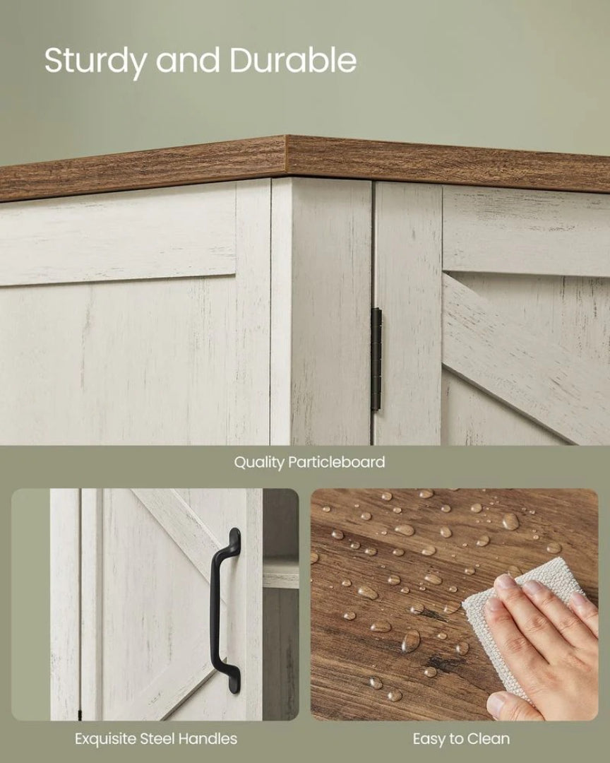 3 Tier Shoe Cabinet With Adjustable Shelf, Farmhouse Storage Unit