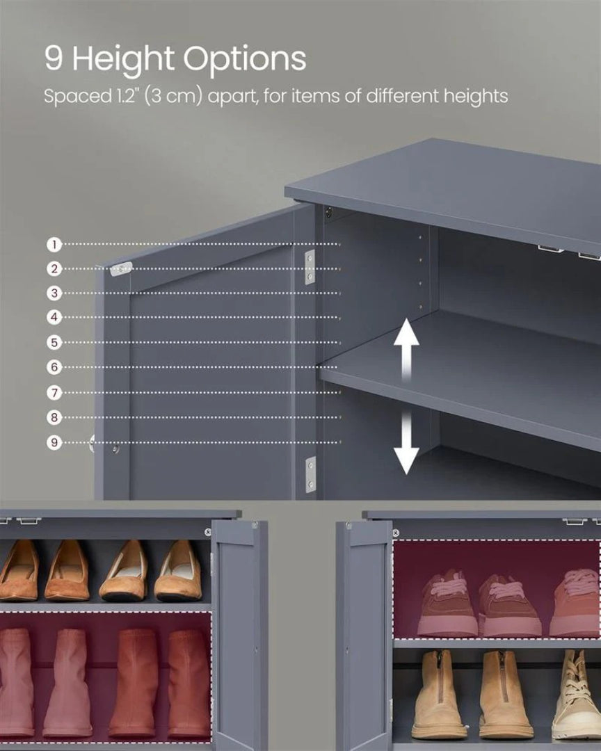 3-Tier Shoe Storage Cabinet with Adjustable Shelf, Entryway Organizer