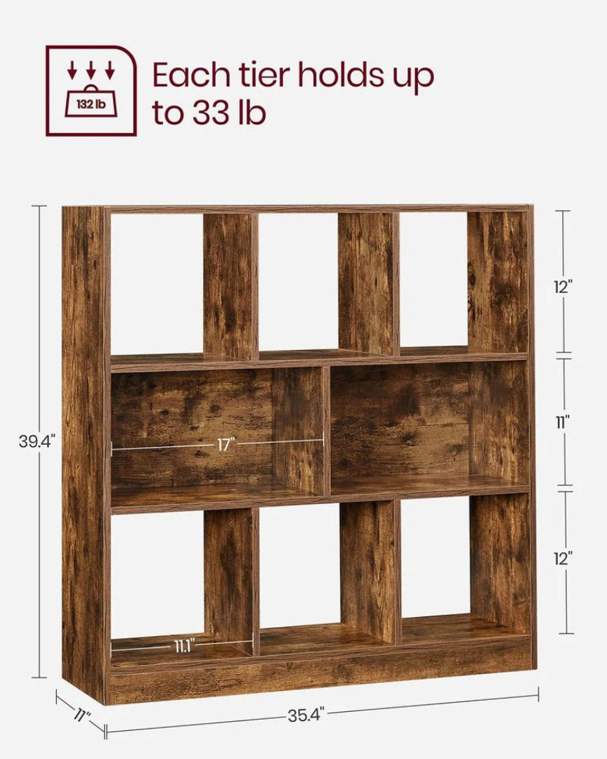 Bookcase With 8 Open Compartments, Multi Use Storage Shelf