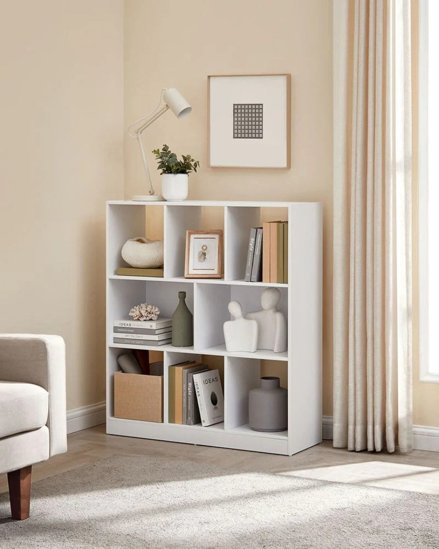 Bookcase With 8 Open Compartments, Multi Use Storage Shelf