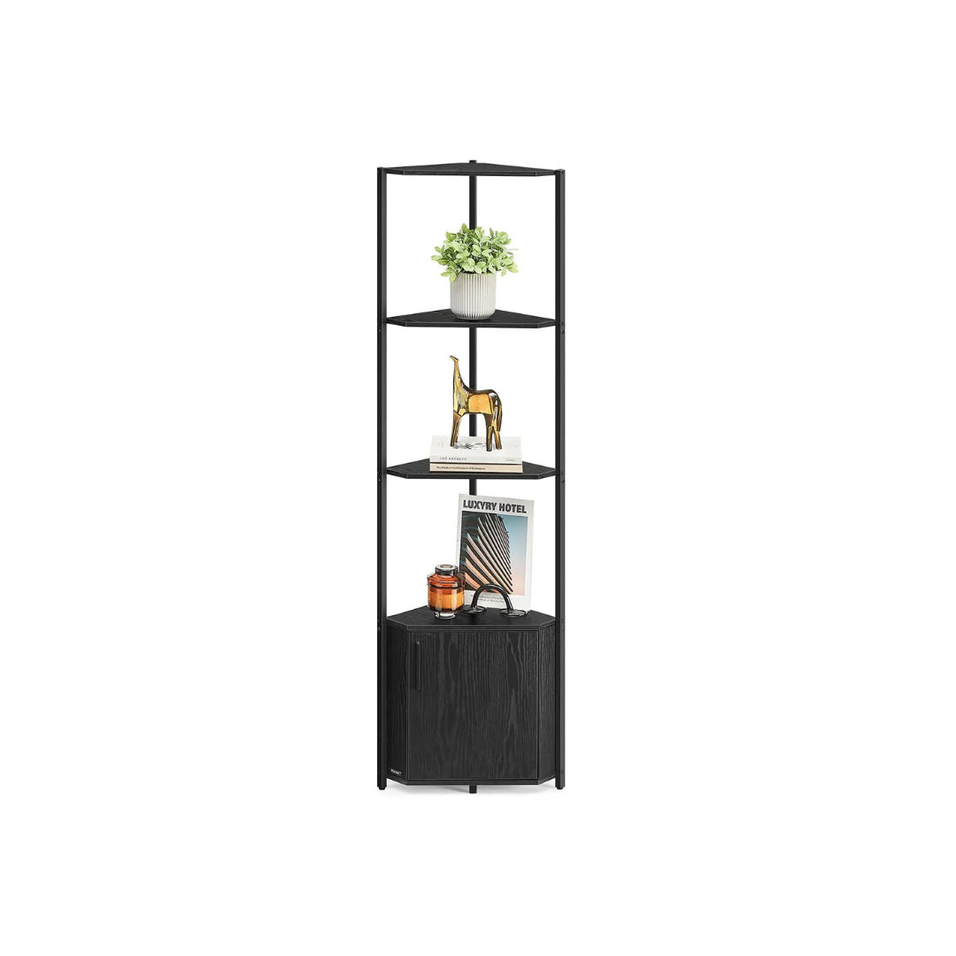 5 Tier Corner Shelving Unit With Cabinet Storage Space Saving Shelf