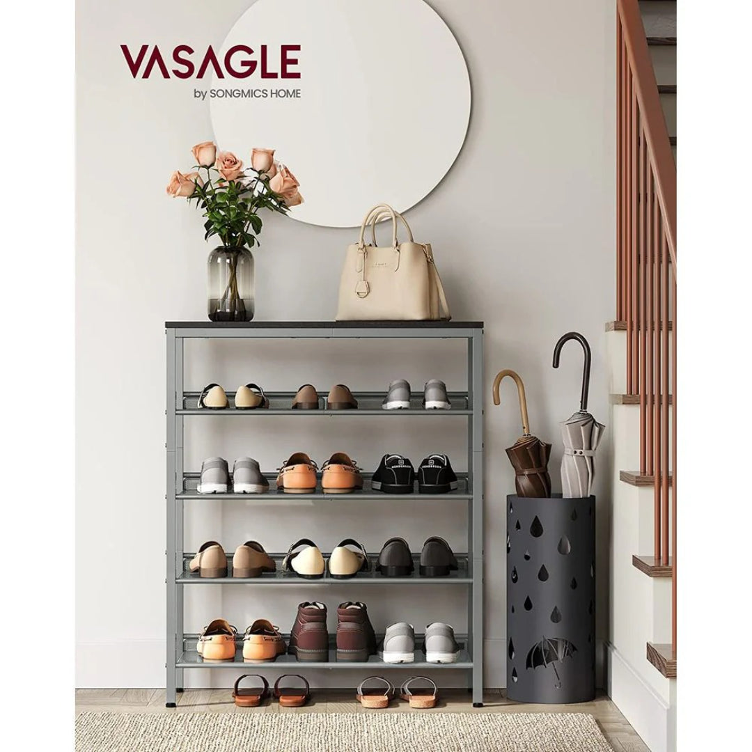 5 Tier Shoe Rack With Storage Shelves & Top Shelf Organizer