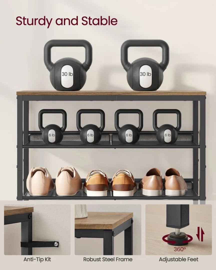 5 Tier Shoe Rack With Storage Shelves & Top Shelf Organizer