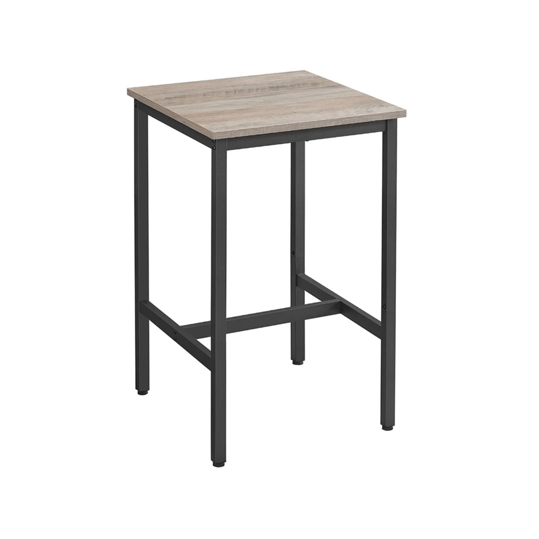 High Top Bar Table with Steel Frame, Industrial Square Pub Table