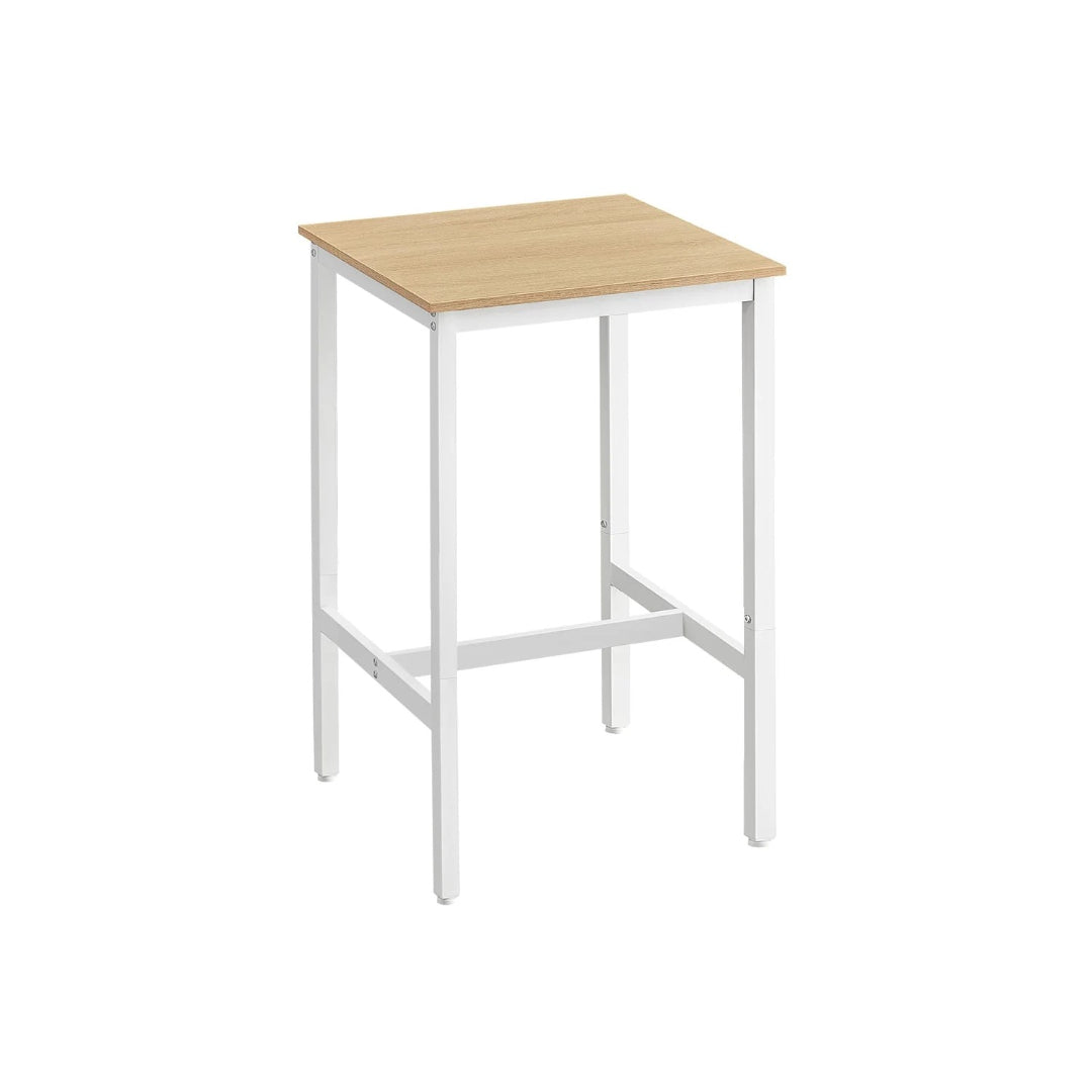 High Top Bar Table with Steel Frame, Industrial Square Pub Table