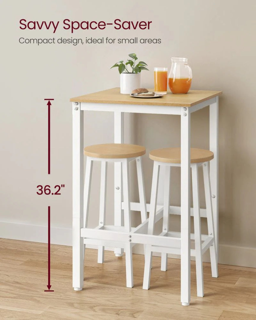 High Top Bar Table with Steel Frame, Industrial Square Pub Table