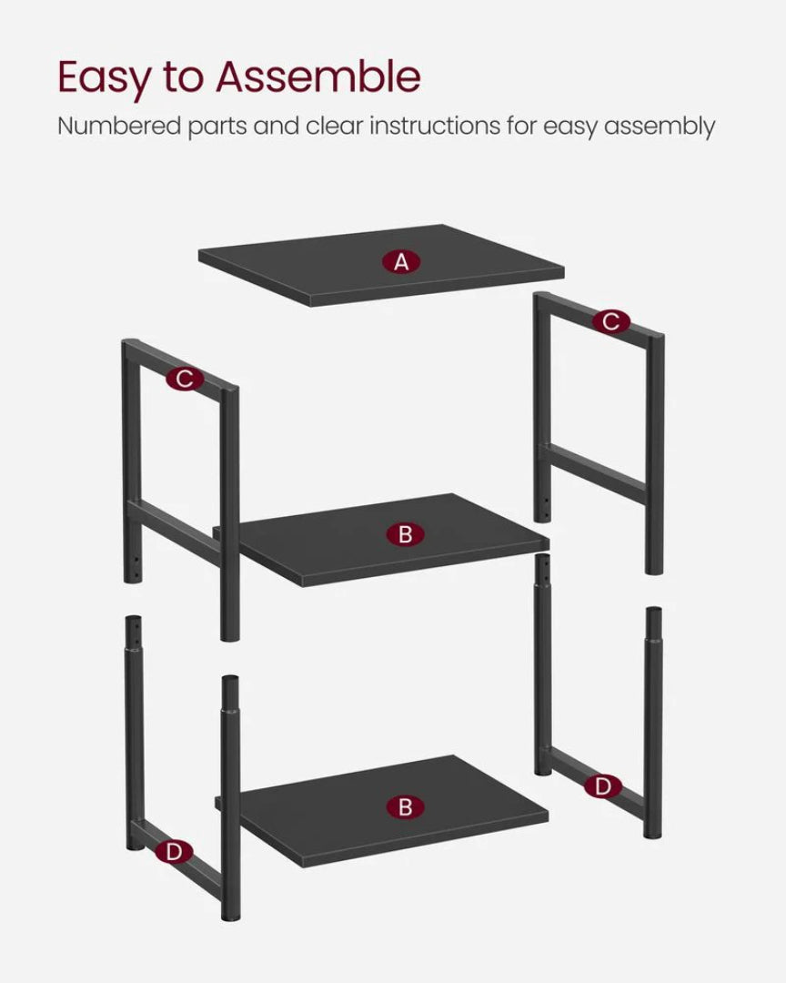 Small 3-Tier End Table with Open Storage, Industrial Side Table