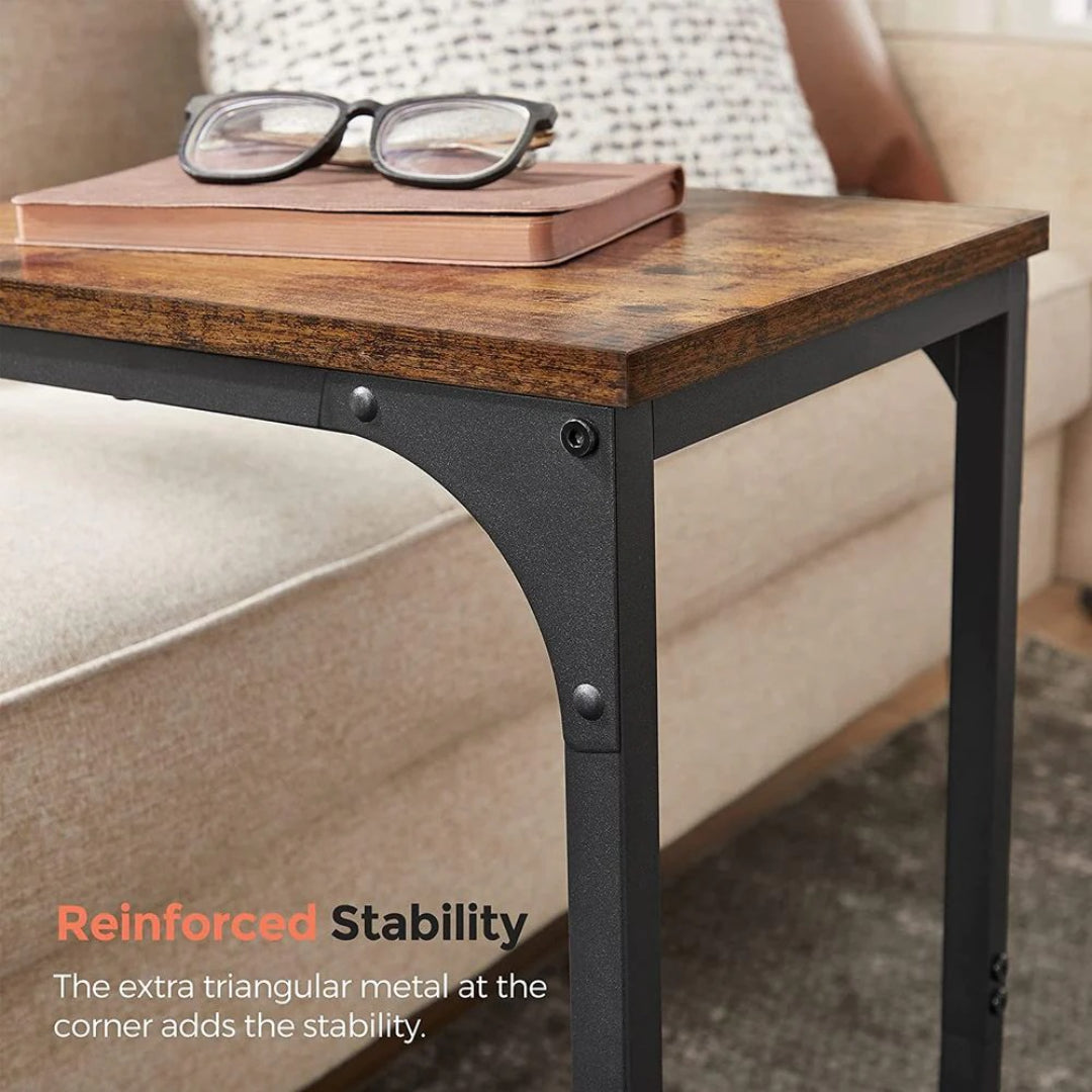 C-Shaped End Table For Sofa With Steel Frame