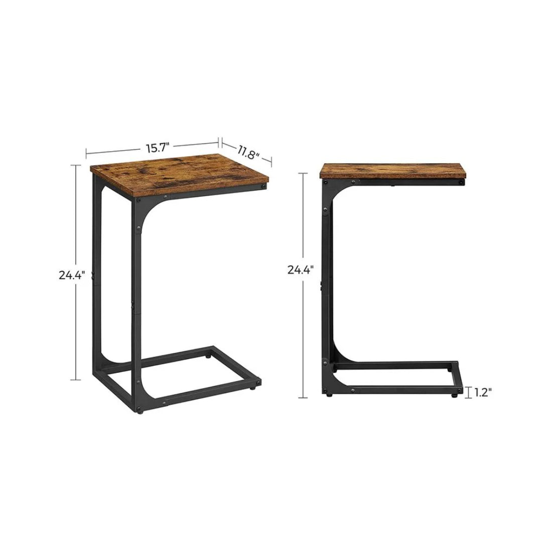 C-Shaped End Table For Sofa With Steel Frame
