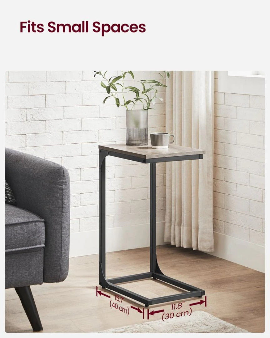 C-Shaped End Table For Sofa With Steel Frame