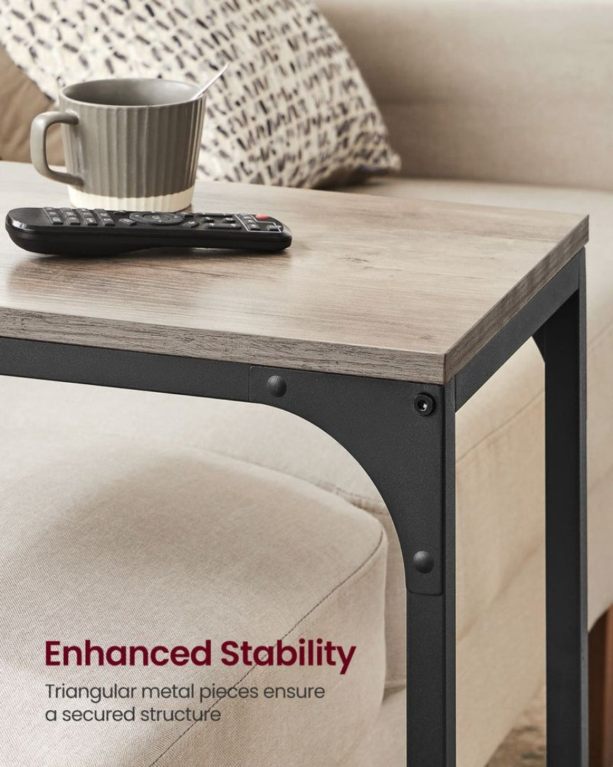 C-Shaped End Table For Sofa With Steel Frame