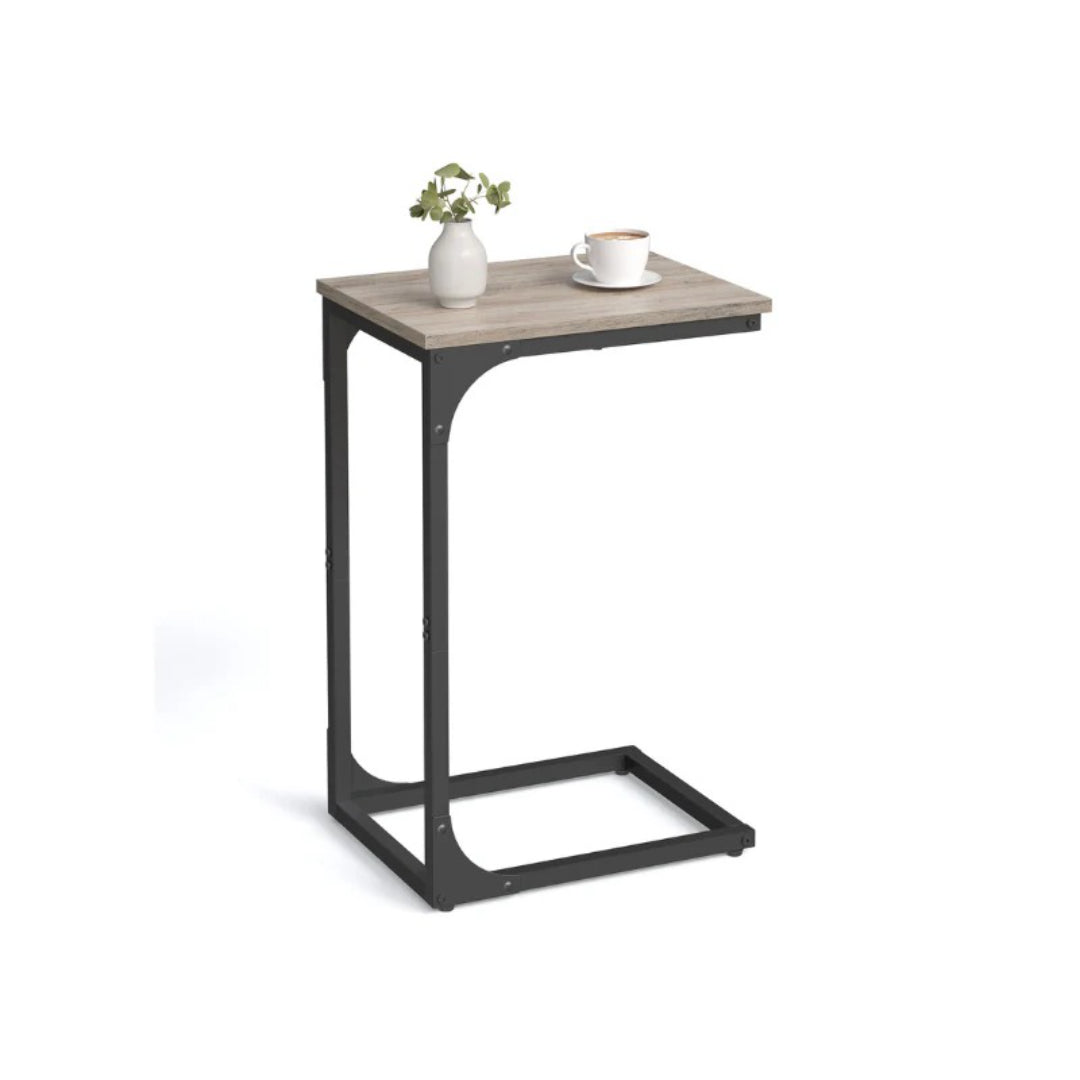 C-Shaped End Table For Sofa With Steel Frame