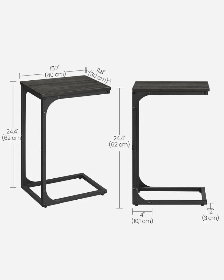 C-Shaped End Table For Sofa With Steel Frame