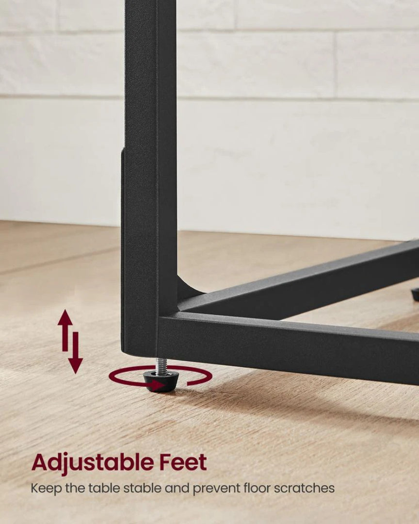 C-Shaped End Table For Sofa With Steel Frame