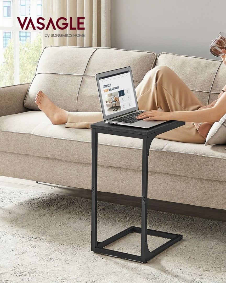 C-Shaped End Table For Sofa With Steel Frame