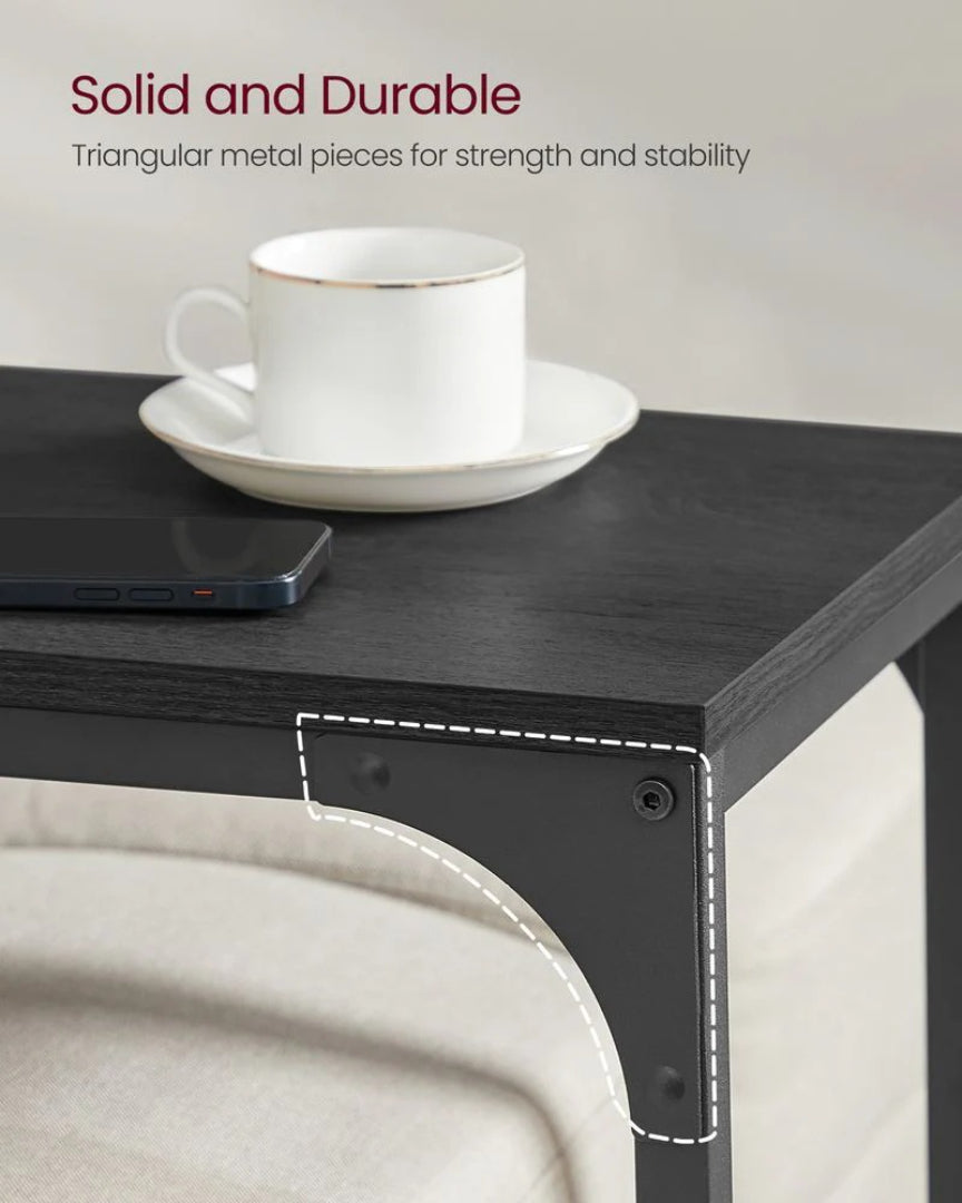 C-Shaped End Table For Sofa With Steel Frame