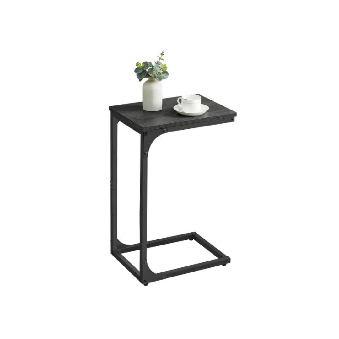 C-Shaped End Table For Sofa With Steel Frame