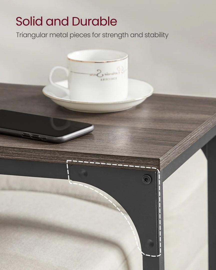 C-Shaped End Table For Sofa With Steel Frame