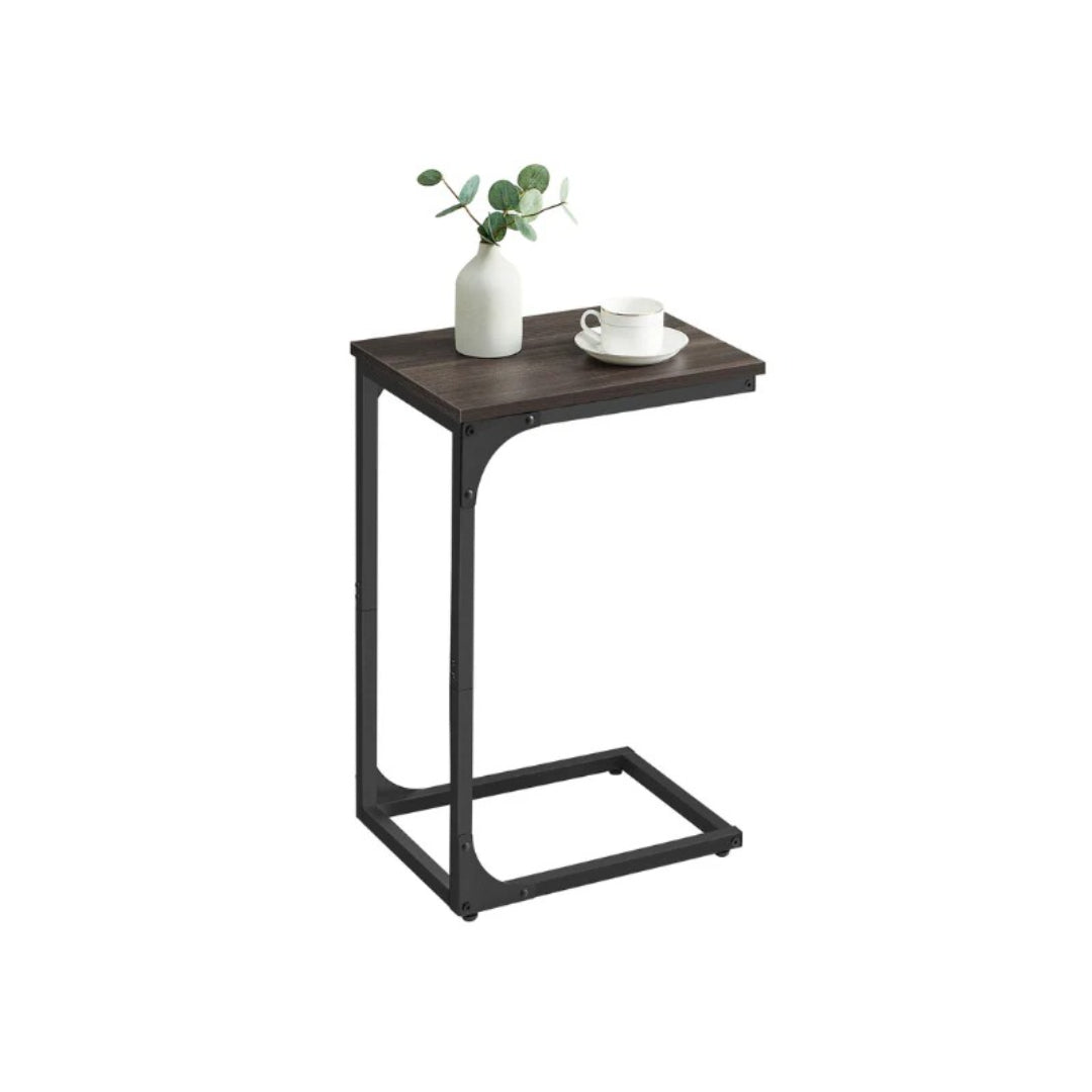 C-Shaped End Table For Sofa With Steel Frame