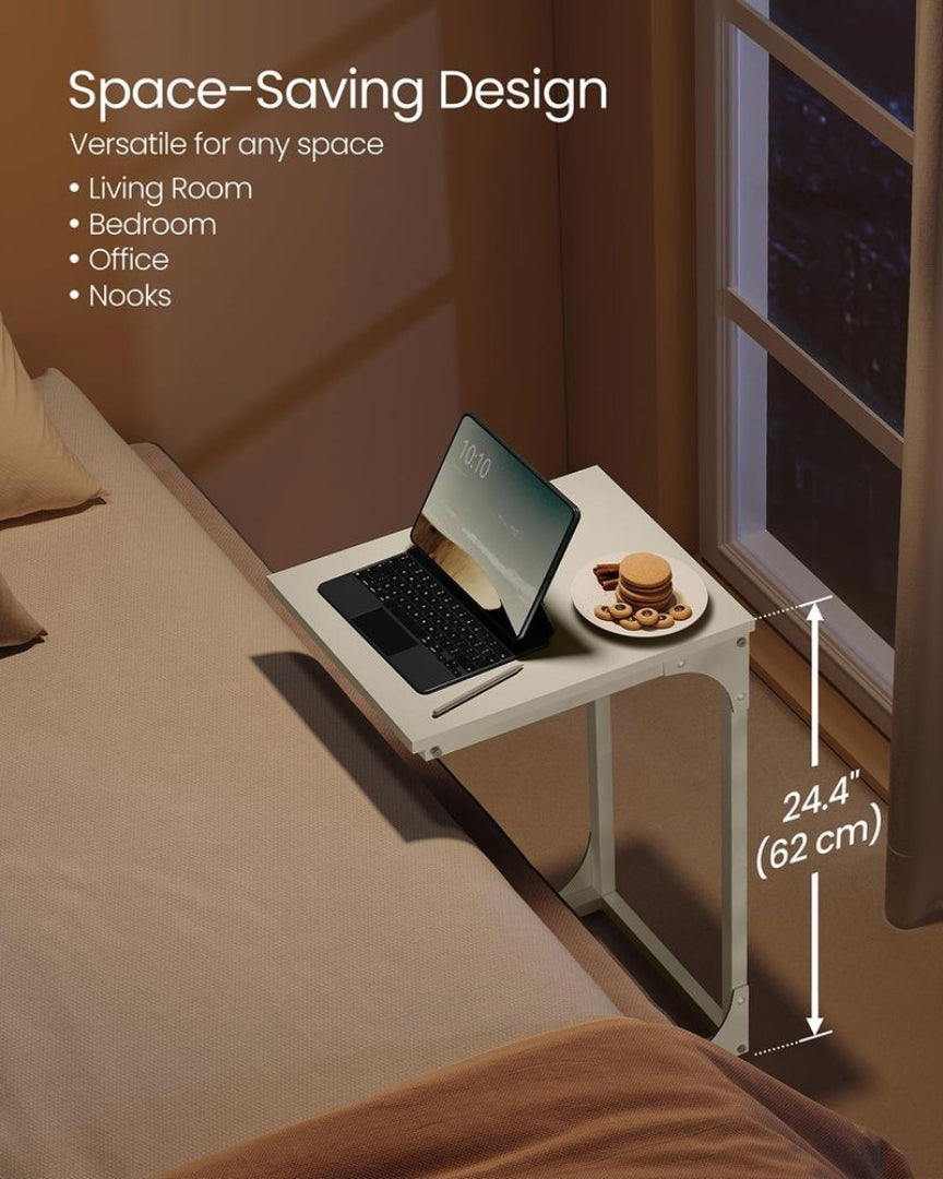 C-Shaped End Table For Sofa With Steel Frame