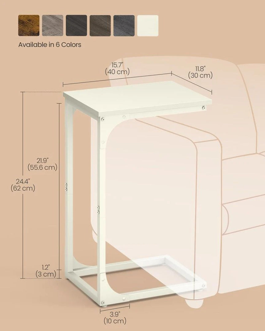C-Shaped End Table For Sofa With Steel Frame
