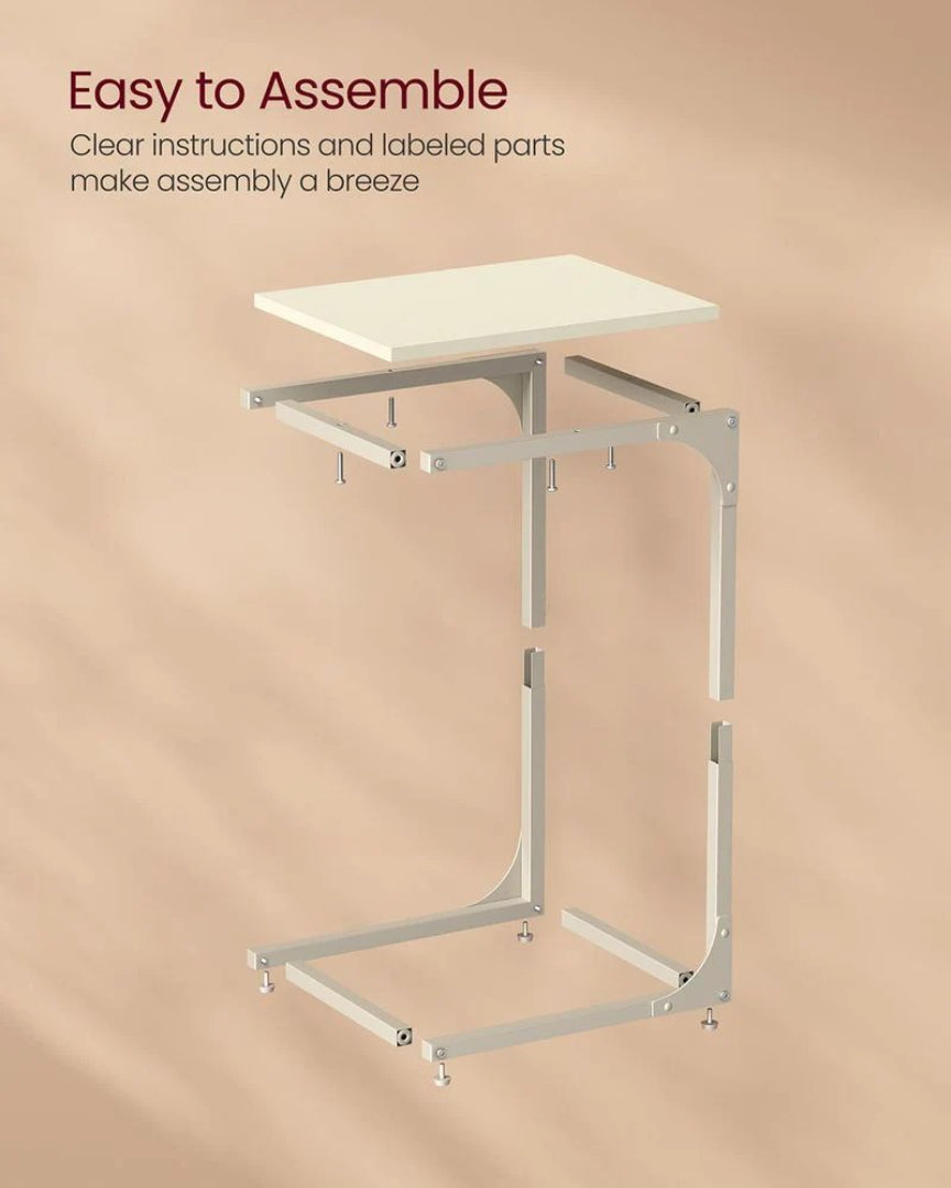 C-Shaped End Table For Sofa With Steel Frame