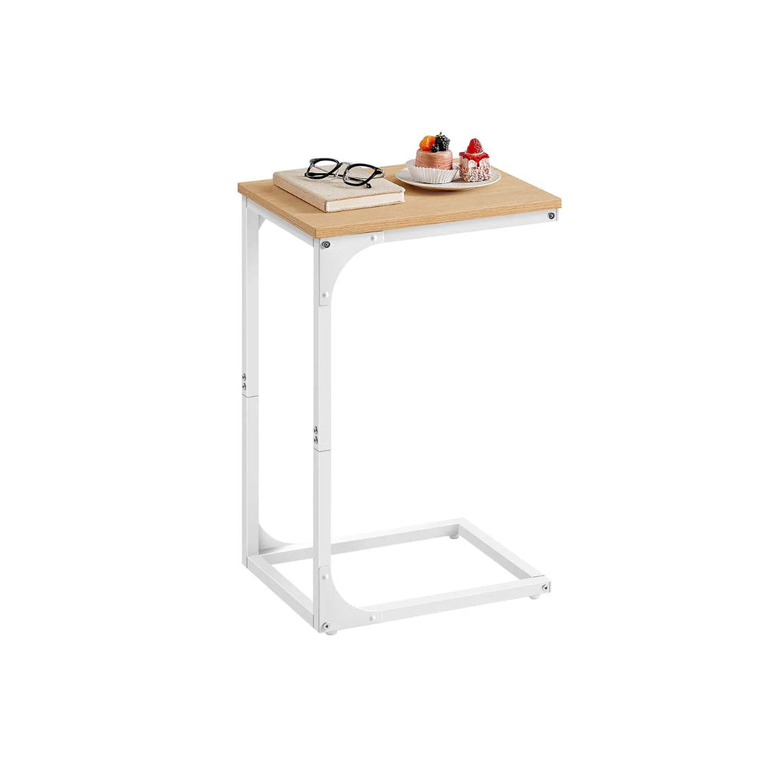 C-Shaped End Table For Sofa With Steel Frame
