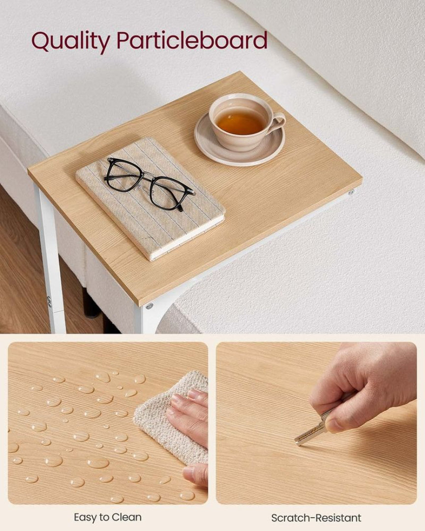 C-Shaped End Table For Sofa With Steel Frame