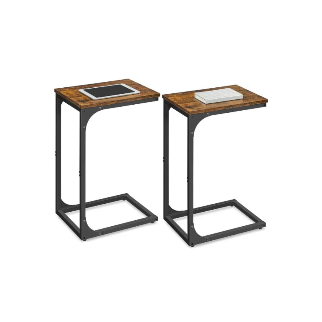 C-Shaped End Table For Sofa With Steel Frame