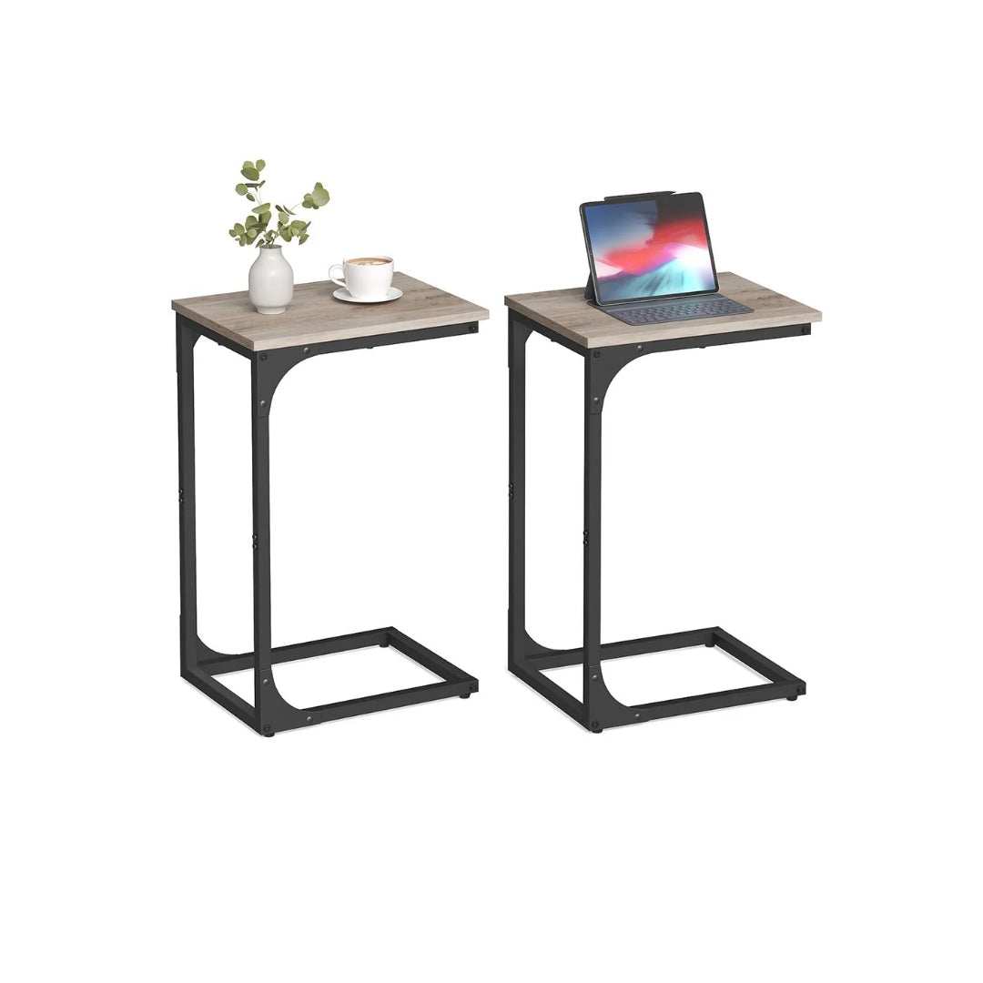 C-Shaped End Table For Sofa With Steel Frame