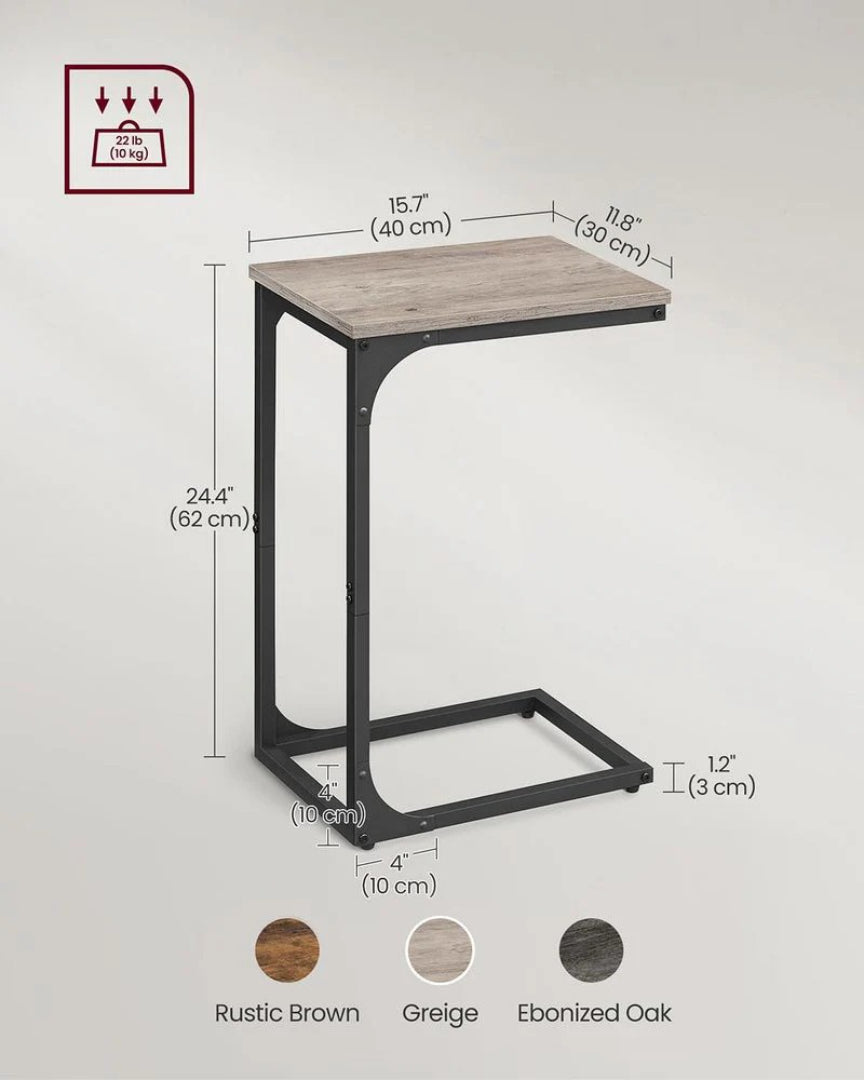 C-Shaped End Table For Sofa With Steel Frame