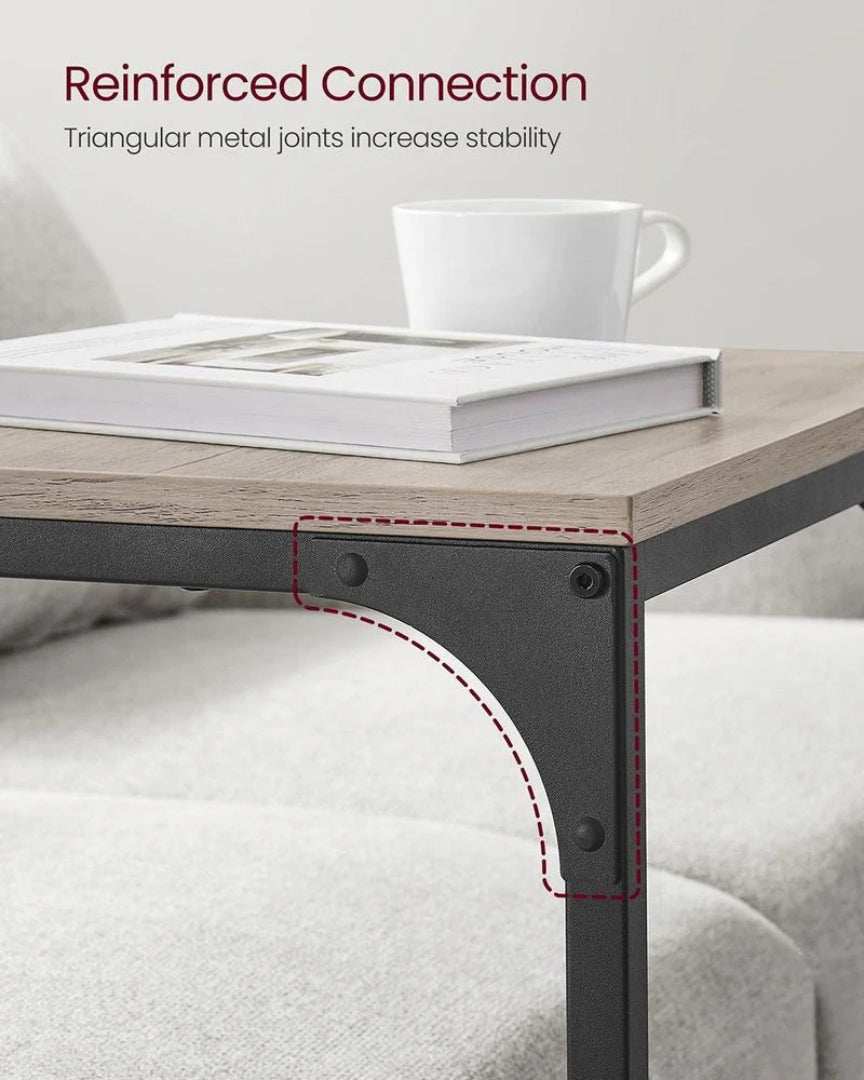 C-Shaped End Table For Sofa With Steel Frame