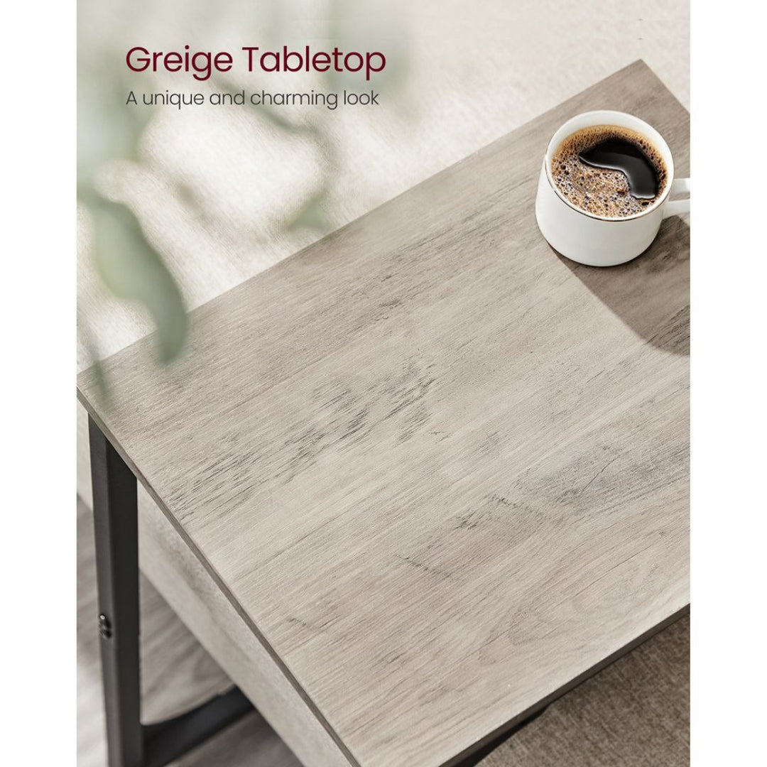 C-Shaped End Table For Sofa With Steel Frame