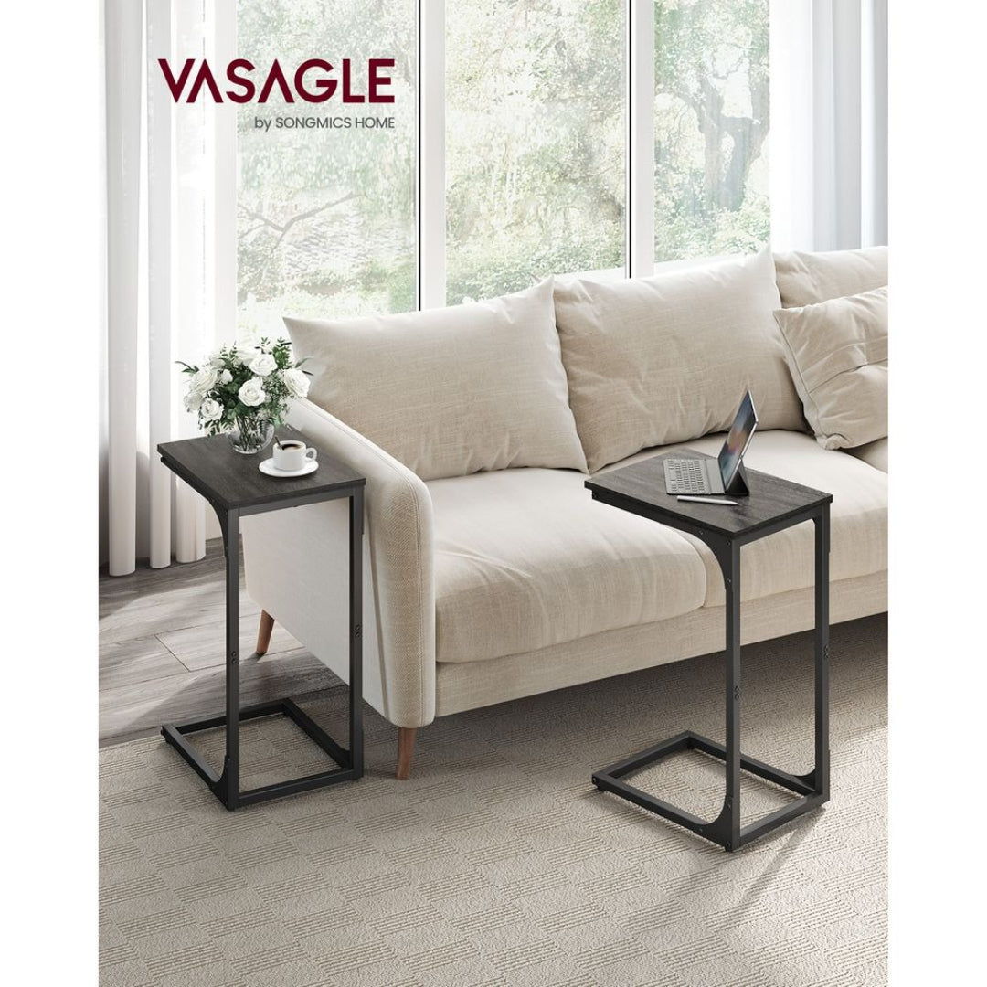 C-Shaped End Table For Sofa With Steel Frame