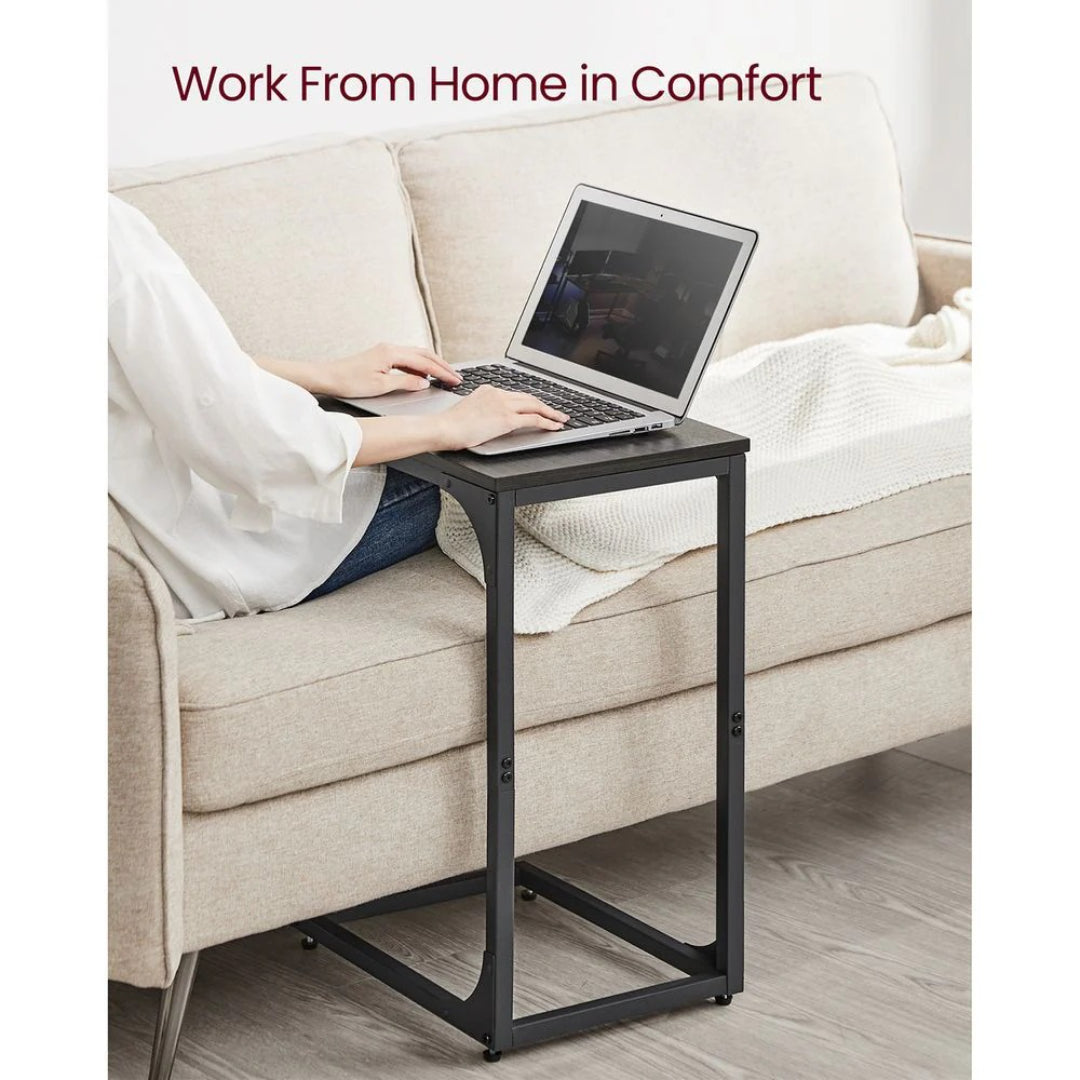 C-Shaped End Table For Sofa With Steel Frame