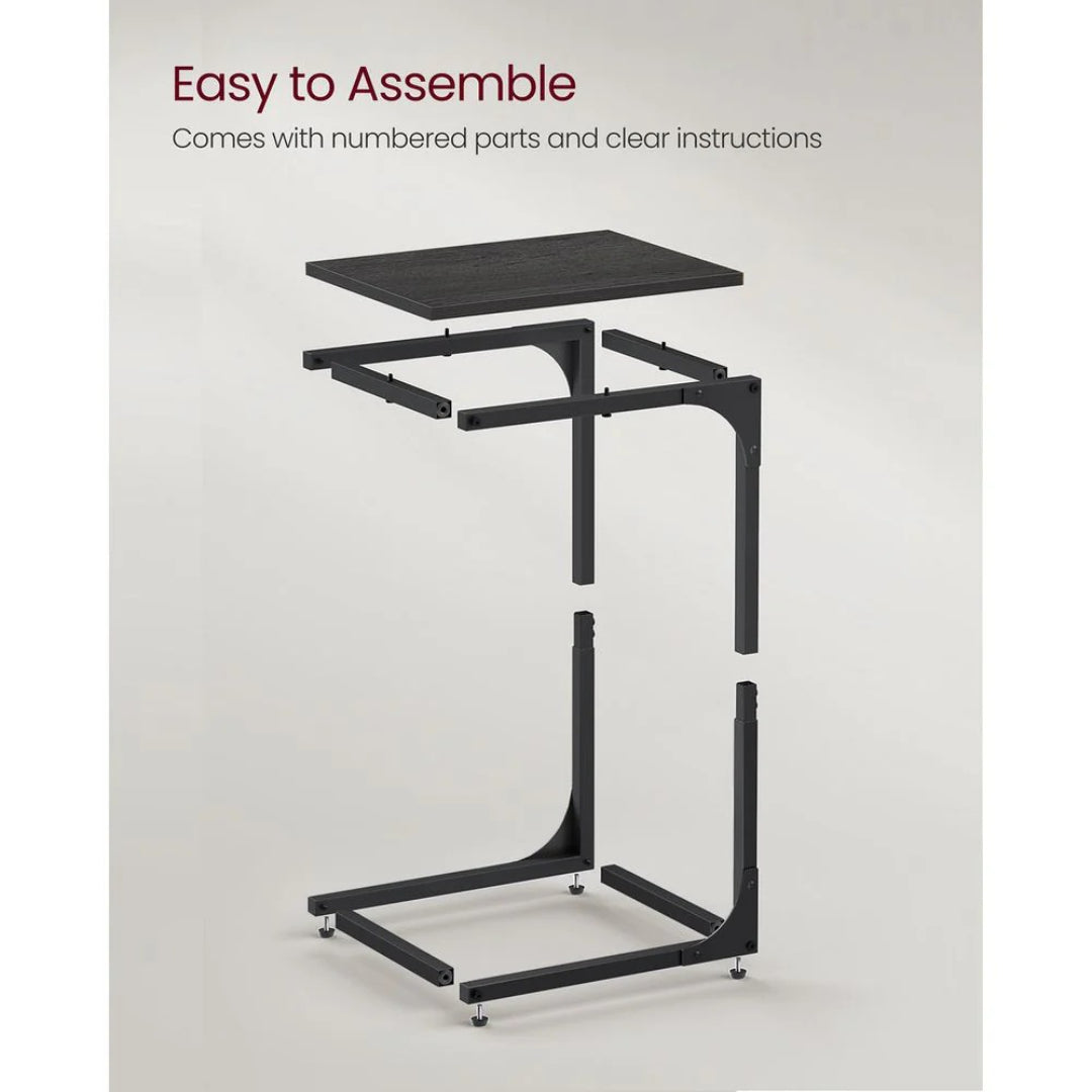 C-Shaped End Table For Sofa With Steel Frame