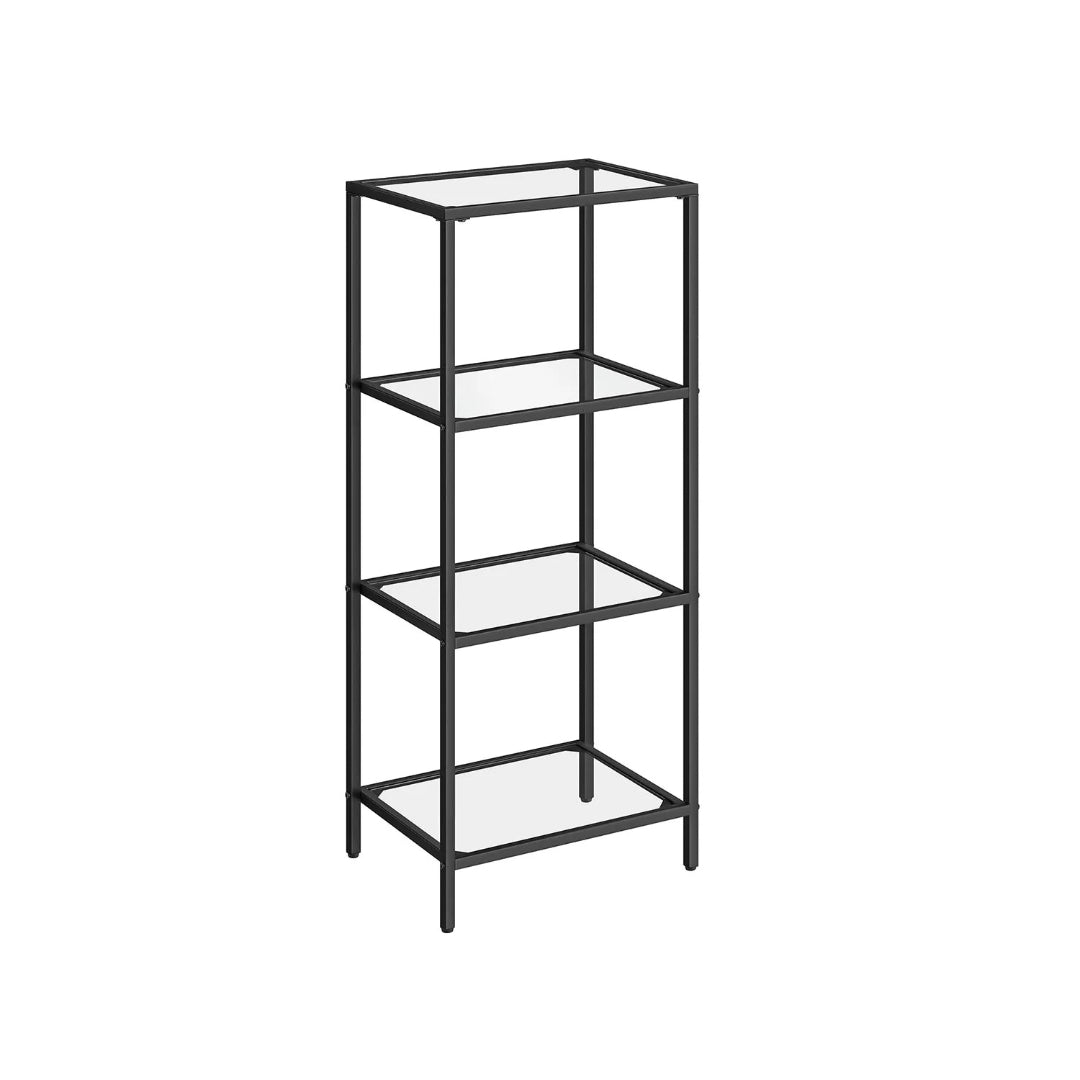 Tempered Glass Bookcase 4 Or 5 Tier Slim Shelving Unit